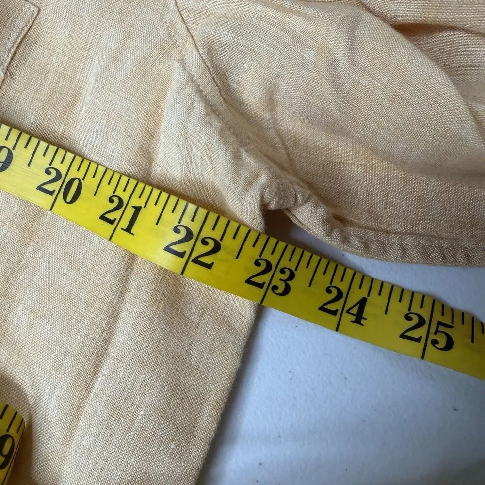 Banana Republic Men's M Linen Long Sleeve Button Up Shirt Yellow Peach Peach